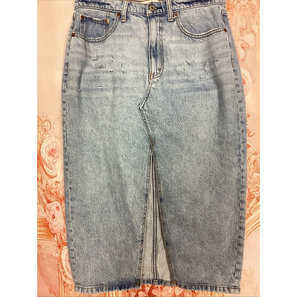Abercrombie & Fitch Denim Jean Skirt Womens 30/10 Midi High Rise Slit Cowgirl